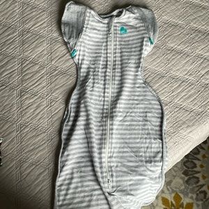 Love to dream sleep sack, gray stripe, size medium